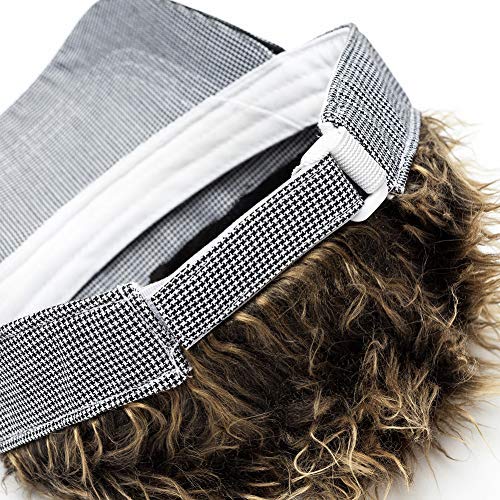 MILANMOOD Novelty Sun Cap Wig Peaked Adjustable Baseball Hat with Spiked Hairs, Grid Brown