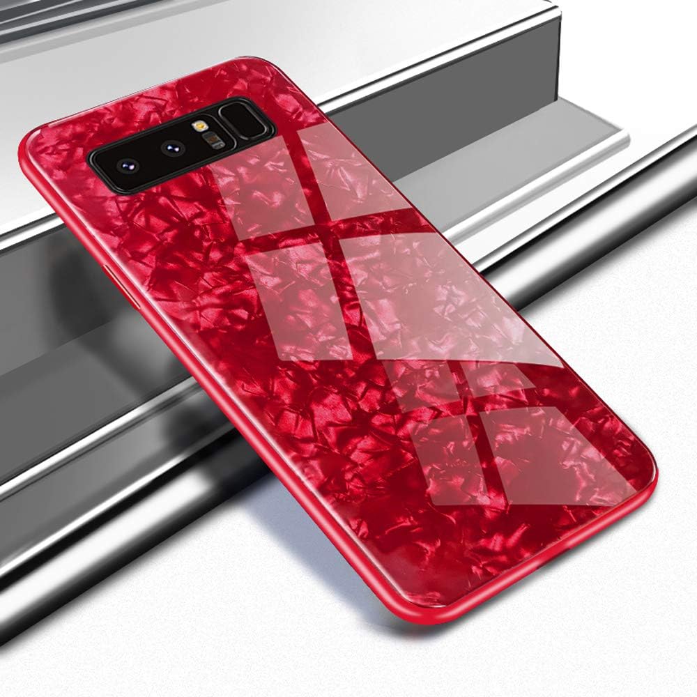 EYZUTAK Shell Design Case for Samsung Galaxy S10e,Ultra Thin Tempered Glass Back Mimics Hard Cover Anti-Scratch Soft TPU Silicone Bumper Shockproof Case for Samsung Galaxy S10e - Red