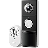 Tapo by TP-Link Smart Video Doorbell Camera with Chime, Battery or Wired, 2K QHD Color Night Vison, No Monthly Fee, 180° Ultr
