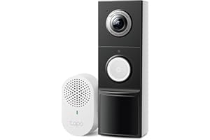 Tapo by TP-Link Smart Video Doorbell Camera with Chime, Battery or Wired, 2K QHD Color Night Vison, No Monthly Fee, 180° Ultr