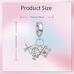 Alstade Airplane Globe with Suitcase Dangle Charm