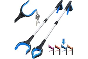 HONEYSUCKLE 2-Pack Grabber Reacher Tool,32 Inch Foldable Reacher Grabber Pickup Tool with Strong Grip Magnetic,360°Rotating Anti-Slip Jaw,Trash Claw Grabber Tool,Grabbers for Seniors for Outdoor & Indoor (Blue)