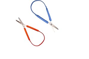 Linjhokbs 2 Pack Loop Scissors,Safety Crafts Scissors,Colorful Self-Opening Adaptive Spring Scissor,for School, Kids Safety C