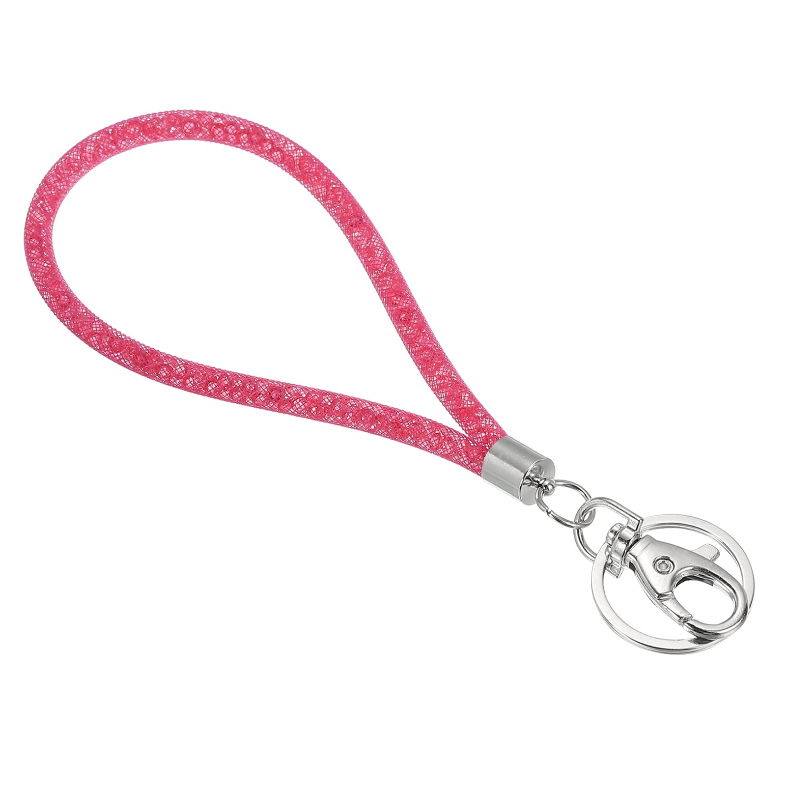 PATIKIL Wristlet Bling Keychain Lanyards, Crystal Lanyard Strap Wrist Keychain with Metal Clasp for ID Badge Holder Keys, Pink