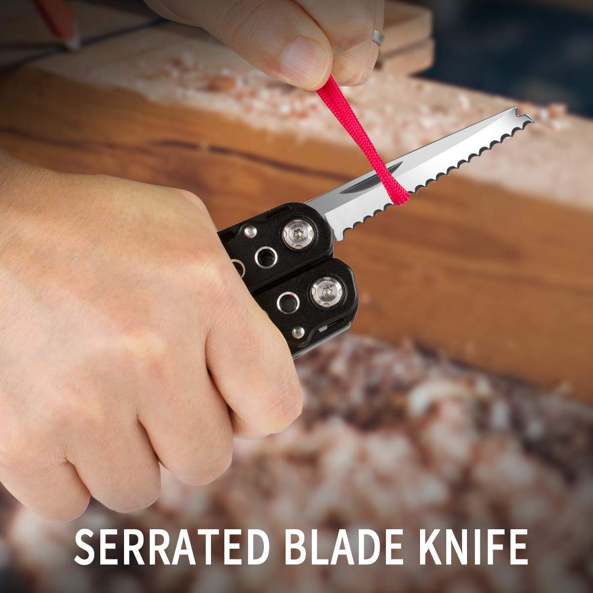 Pinza Multiuso 14 in 1 Morpilot Multitool in Acciaio Inox Coltellino Svizzero Impermeabilità Per Campeggio, Escursioni, Emergenza - Nero