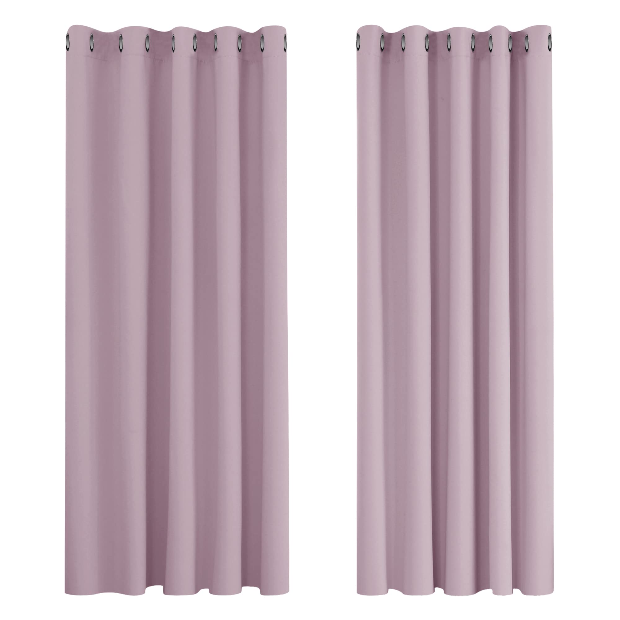 Deconovo Super Soft Thermal Insulated Blackout Curtains Eyelet Curtains Bedroom 66 x 72 Inch Pink Lavender 2 Panels