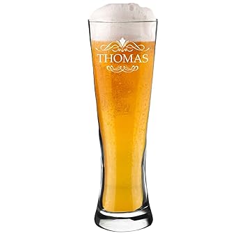 polar-effekt Modernes Weizenbierglas Personalisiert mit Gravur - Weizenglas - Geschenk-Idee zum Geburtstag - Motiv und Wunsch