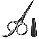 Lobodt 4.72" Professional Nose &amp; Beard Scissors,Safety Rounded Tip，black | Suitable for facial hair, ear hair and eyebrows; compact design for bathroom, personal care and beauty use