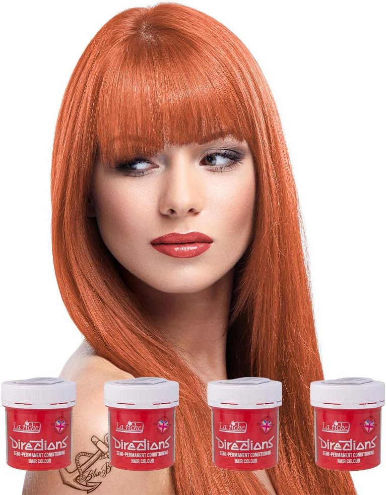 4 x La Riche Directions Semi-Perm Hair Colour Peach 4x 88ml, 88 ml (Pack of 4)