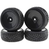 Rowiz 1:10 On Road RC Tires 12mm Hub Wheel Rims, Black, 4PCS | Concentric Hard Dish, For Touring Racing Cars