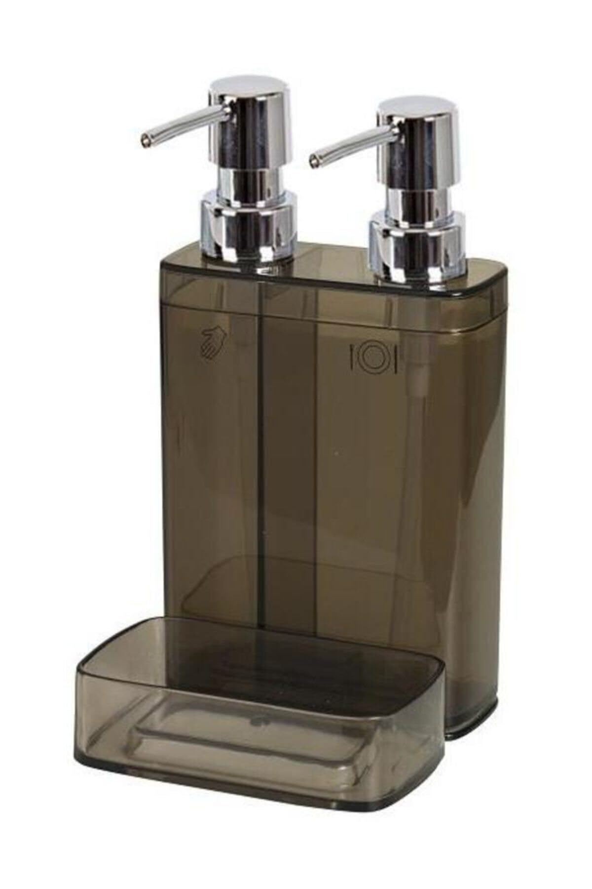Primanova Viva Double Liquid Soap Dispenser (Double Dispenser with Holder, Transparent Tinted)