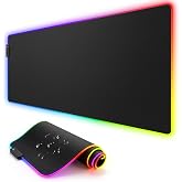 HUADO RGB Gaming Mouse Pad, 0.16 Inch Thickness, 31.5" x 11.8" Large Mouse Pad for Desk, 14 Light Modes Desk Mat, Waterproof, for PC Laptop Office Gaming Use