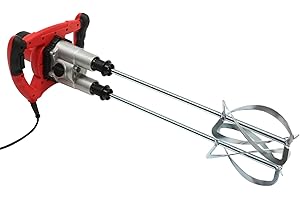 BULELULA 2800W Handheld Electric Concrete Mixer, Cement Mixer Dual Paddle, Portable Mortar Mixer 6 Adjustable Speed, Electric Concrete Plaster Grout Paint Mortar Mixer Machine Red
