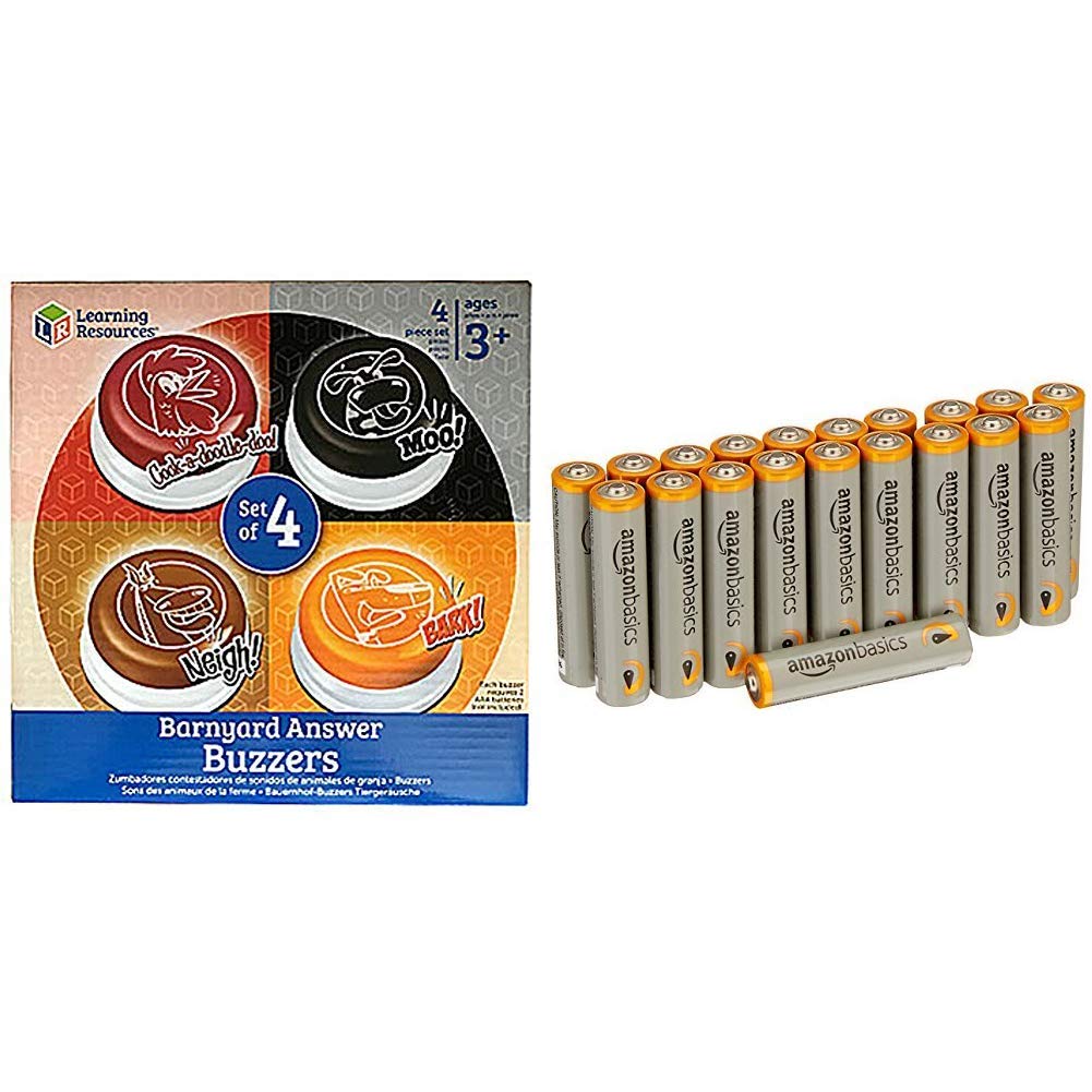 Learning Resources Farmyard Buzzers & Amazon Basics AAA Performance Alkaline Batteries [Pack of 20] - Packaging May Vary
