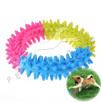 Pets Empire Pet Dog Cat Puppy Teeth Chew Training Fetch Non-Toxic Rubber Thorn Circle Ring Dental Play Toys (4 Inches)