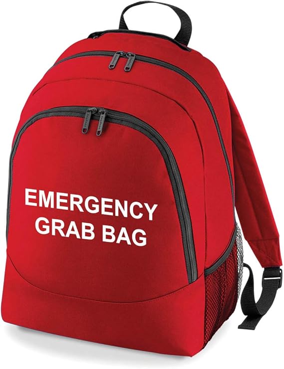 Printed Red Emergency Grab Bag Backpack Rucksack For Home, Office