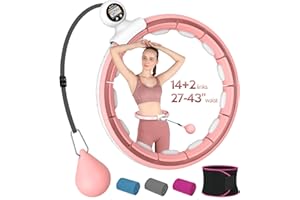EPHESPORT EPEHSPORT Silent Infinity Smart Hoops with Counter 22"-44", Weighted Exercise Hoola Equipment, 2 in 4 Abdomen Fitness Massage, Non-Fall Fit Hoop for Adult Weight Loss