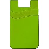Nuke Armor Silicone Phone Card Holder Double Slot Pocket, Stick On Wallet, Adhesive Credit Card Pouch, Compatible with iPhone & Samsung Galaxy - Neon Green