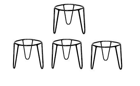 Extend Round Iron Pot/Matka Stand for Home Decor Garden Office 7X7X7 INCH-(Black Color, Set of 4)