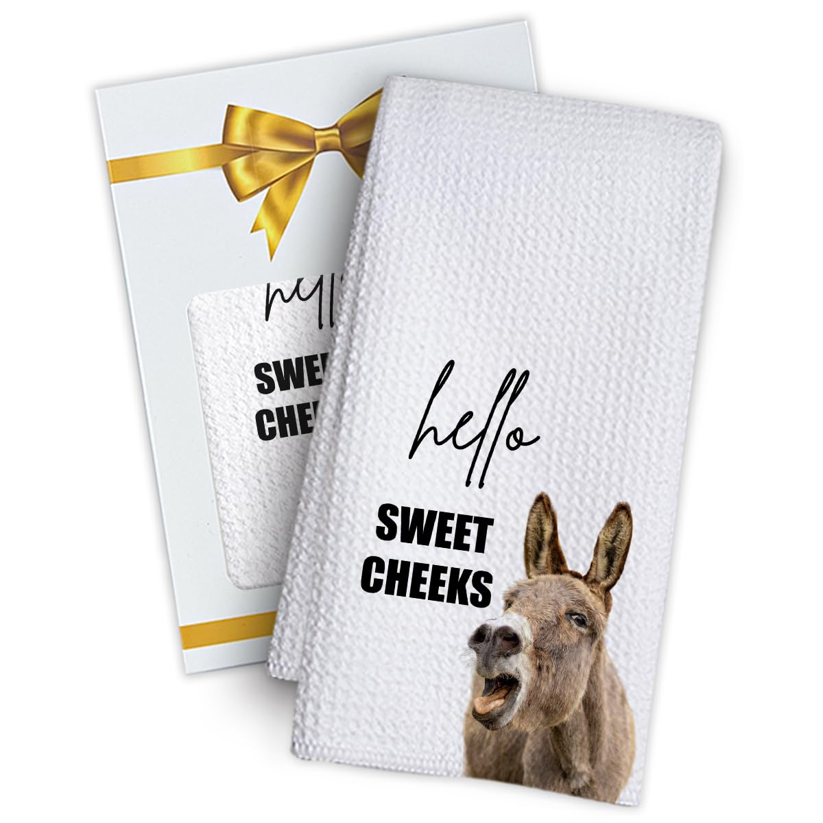Buildinest Funny Donkey Bathroom Decor Hand Towels, Farmhouse Bathroom Decor Towel, Western Home Decoration Hello Sweet Cheeks Farmhouse Decorative Donkey Hand Towels, Set of 1 -A03