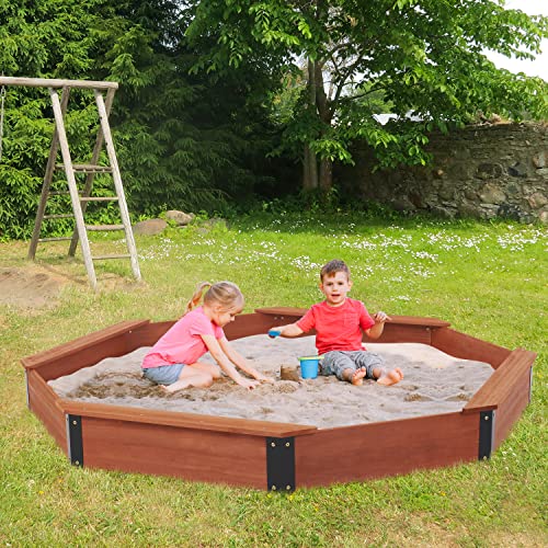 85''x78''x9'' Wooden Octagon Sandbox with Cover Large Sandpit for