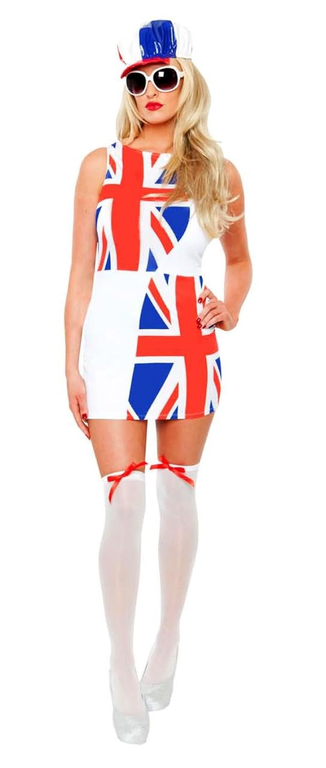 Role Play Ladies Womens Fancy Dress Halloween Costume Union Jack