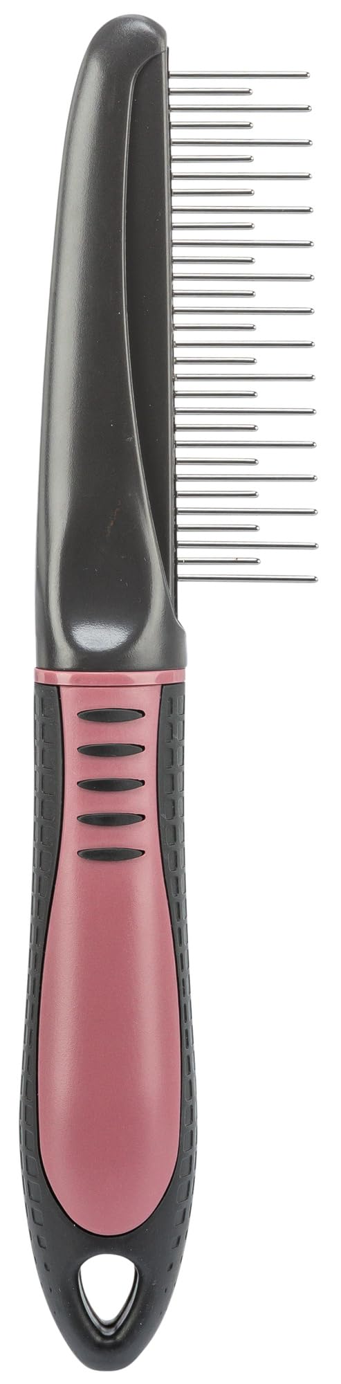TRIXIE Coat detangler comb - for top coat and undercoat - plastic handle with rubber insert - for removing small, superficial tangles from long and dense fur - 23121