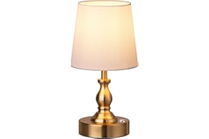 PARTPHONER Mini Cordless LED Table Lamp, 5200mAh Rechargeable Battery Operated Lamp, 3-Level Brightness, Touch Dimmable Desk Lamp, Bedside Night Light for Patio Camping Restaurant Home, Antique Brass