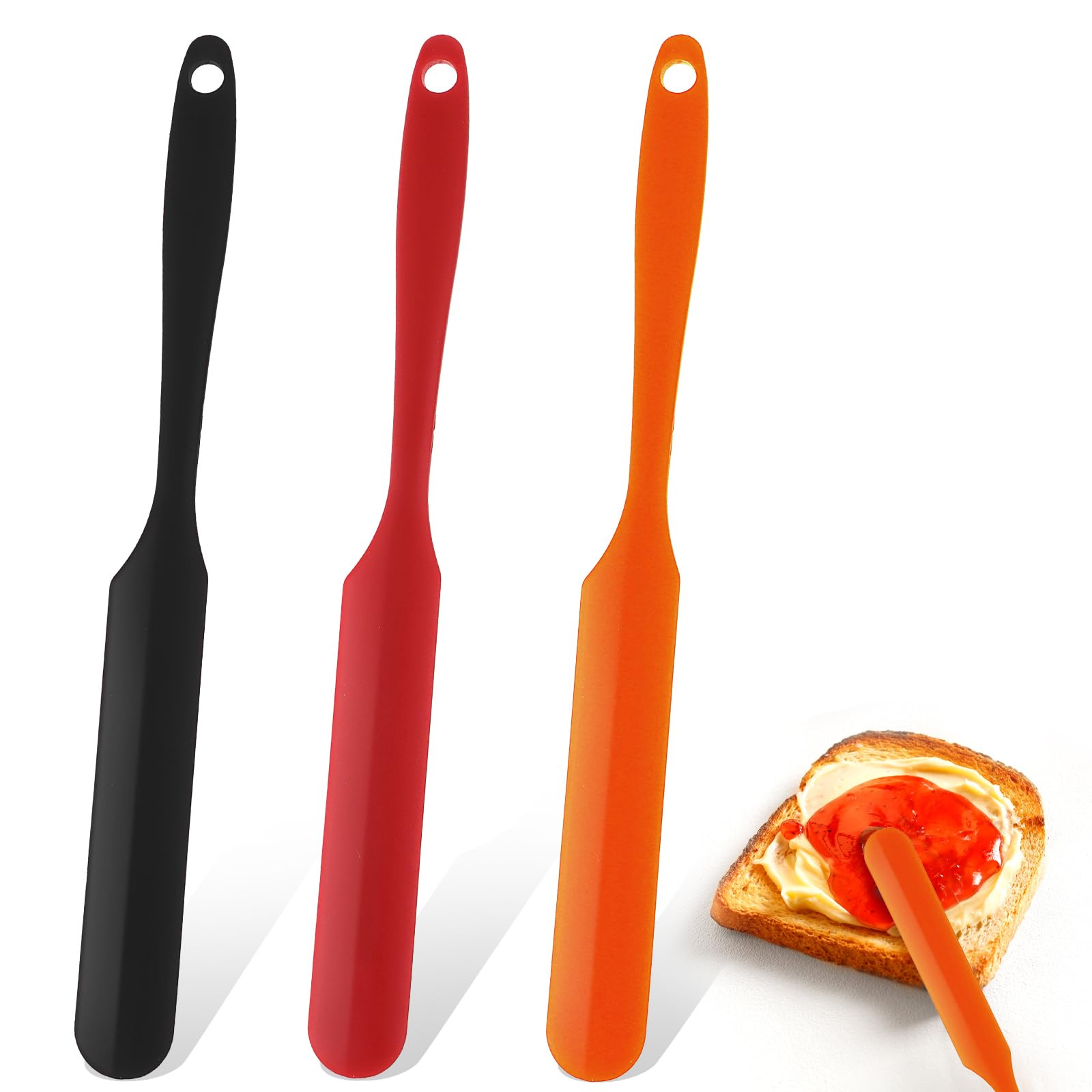 Jar Spatula, Mabor 3 Piece Small Silicone Spatulas, Heat-Resistant, Non-Stick, One-Piece Seamless Design - Kitchen Must-Have - 9.5-Inch