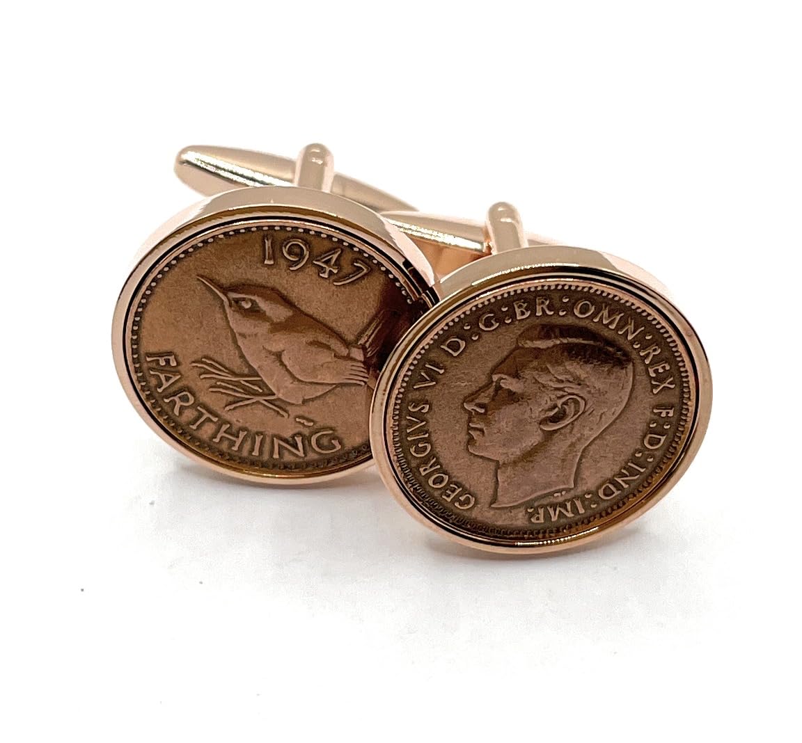 Premium 1947 Farthing cufflinks for a 79th Birthday cufflinks HT RG