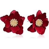 WIKMAB Bohemian Alloy Flower Matte Flower Floral Lightweight Dangle Drop Earrings Boho Daisy Shaped Earrings for Women