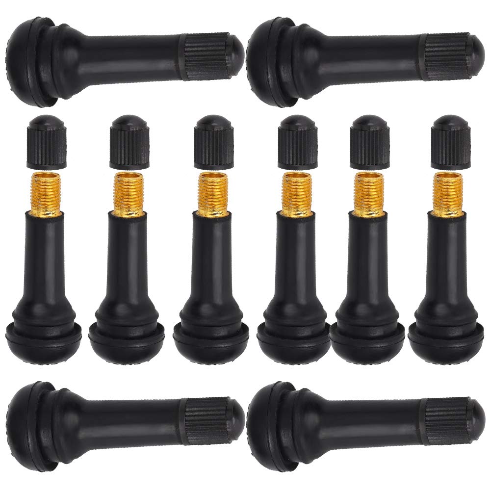 Car Valve TR414 Tyre Valves, 10 Pieces TR414 Wheel Snap-in Tyre Valves Rubber Car Engine Tyre Valve Stem Replacement Part with Dust Cap without Valve Insert for Standard 11.5 mm / 0.5 Inch Rim Hole