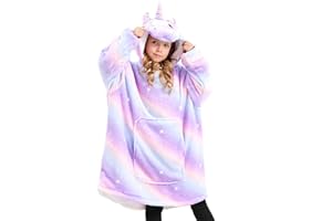 FZOSM Unicorn Wearable Blanket Hoodie for Girls Unicorn Oversized Hoodie for Kids