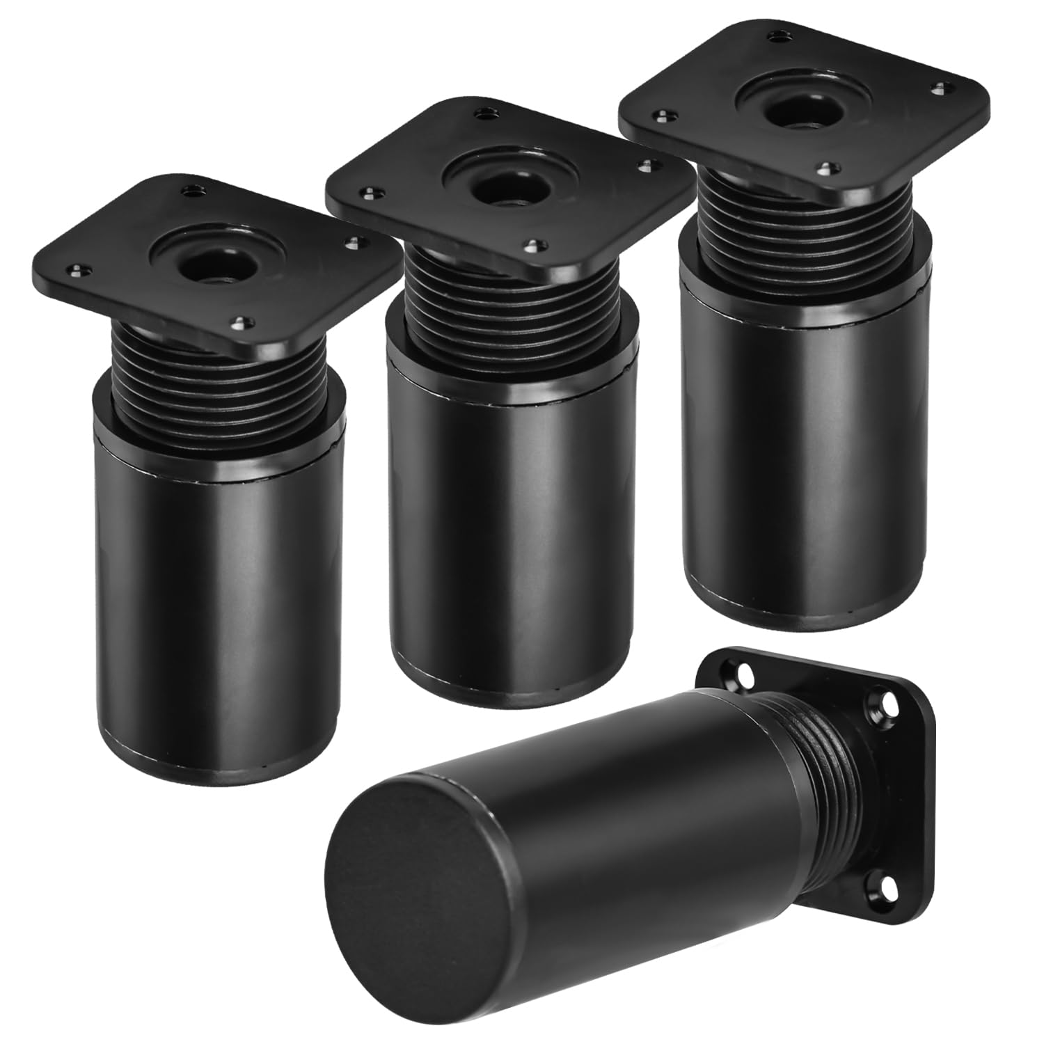 TCHOSUZ 2 inch / 5cm Metal Furniture Legs, Pack of 4 Modern Adjustable Aluminum Alloy Round Replacement Feet for Home DIY Projects Couch Sofa Cabinet Nightstand TV Stand Black