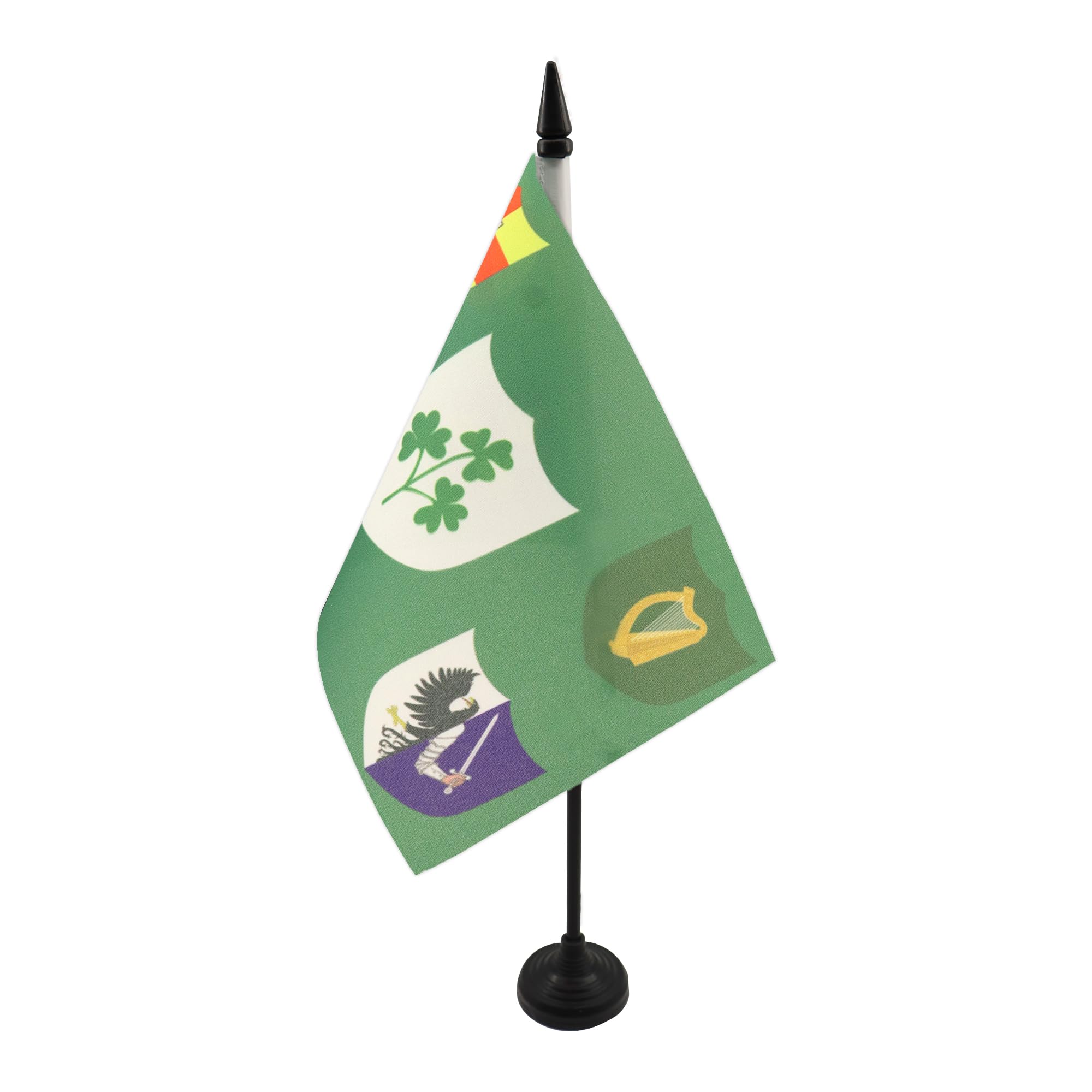 AZ FLAG IRFU Ireland Rugby Table Flag 5'' x 8'' - Irish Rugby Football Ireland Office Decoration 100% Polyester 21 x 14 cm - Mini Desk Flag with Pole and Black Plastic Base
