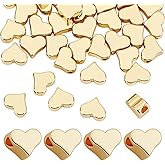 PH PandaHall 60pcs 14K Gold Heart Beads 5x6cm Love Spacer Beads Metal Bracelet Bead Long-Lasting Craft Bead for Wedding Birthday Jewelry Making DIY Necklace Bracelet Earrings