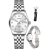 OLEVS Watch Women Silver Watch for Women Luxury Diamond Womens Watches for Small Wrist Stainless Steel Waterproof Analog Quartz Date Elegant Reloj para Mujer