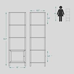 TUTOTAK 5 Tier Bookcase and Bookshelf, Narrow Book