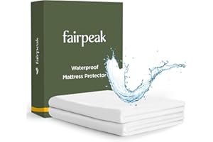 Fairpeak Waterproof Mattress Protector, Soft Breathable Noiseless Mattress Cover, Premium Fitted Sheet Style Against Spill, Deep Pocket Fitting Up to 15", White, Twin Size