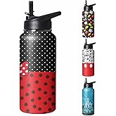 GOODNHAPPY Cute Cartoon Tumbler with Top Handle and Straw Lid Gift for Boys Girls Water Bottle Travel Kettle Cup for Car Cold and Hot Stainless Steel Double Wall Insulated Mug (bow tie, 32oz)