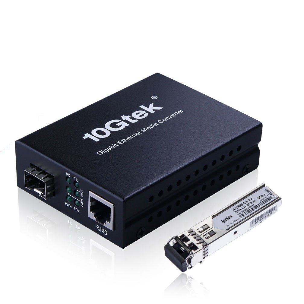 ipolex Gigabit Multi-Mode LC Fiber to Ethernet Media Converter with a SFP-SX Module, 1.25G Fiber to Copper RJ45 Media Converter, 1000Base-SX to 10/100/1000Base-TX (850-nm, 550m@OM2OM3MMF) 1-Pack.