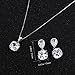 AMYJANE Wedding Jewelry Set for Bridesmaids - Elegant Sterling Silver Teardrop Clear Cubic Zirconia Crystal Rhinestone CZ Necklace Set for Bride Bridal Jewelry for Mother of Bride