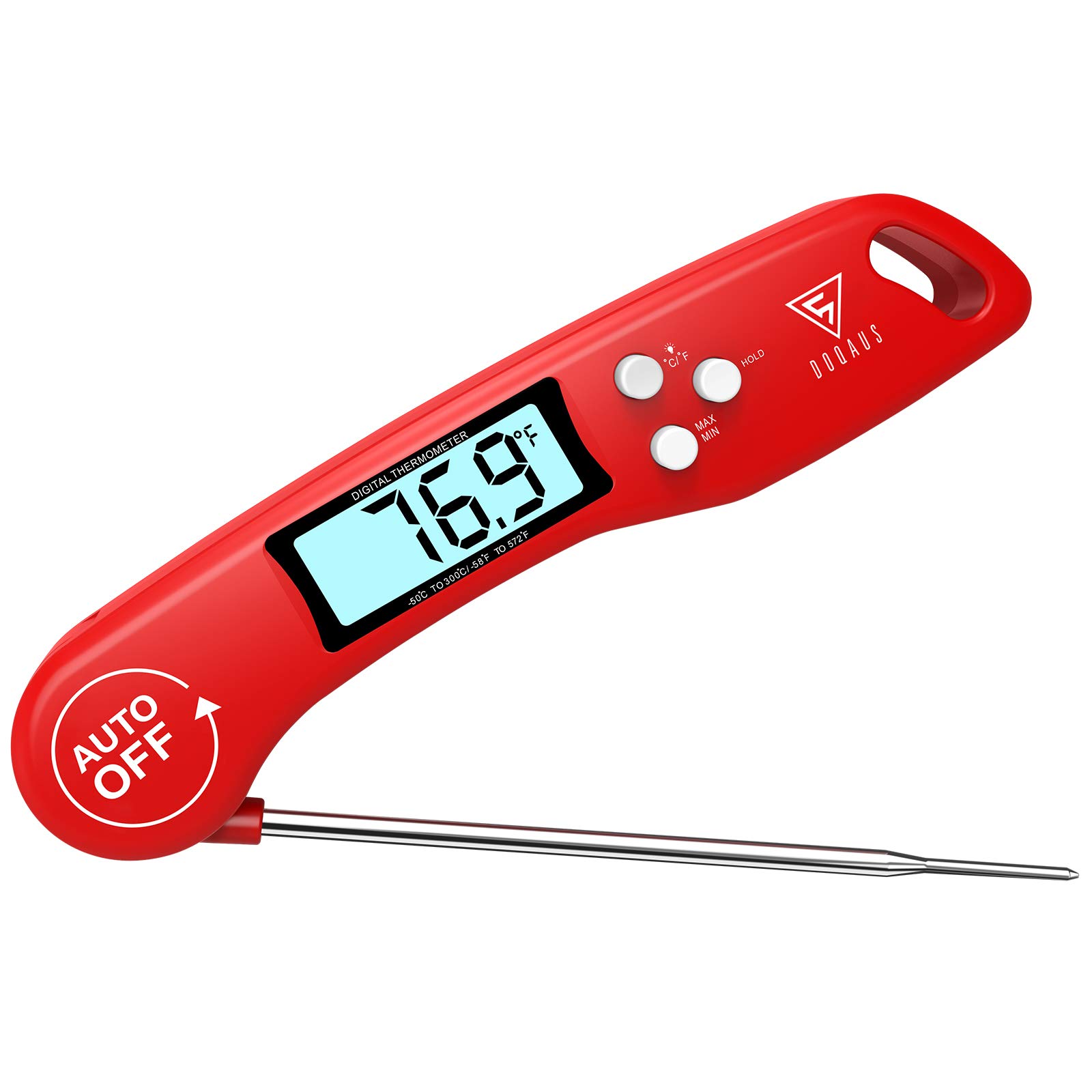 DOQAUS Meat Thermometer [Upgraded 2021], Instant Read Food Thermometer for Cooking, Digital Kitchen Thermometer Probe with Backlit &amp; Reversible Display, Cooking Thermometer for Turkey Grill BBQ Candy