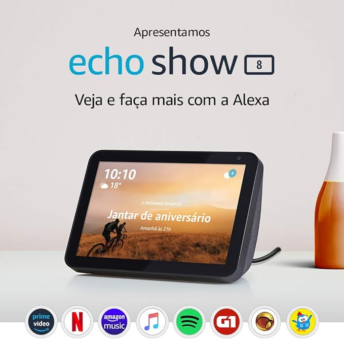 Echo Show 8 - Smart Speaker com tela de 8" e Alexa - Cor Preta 