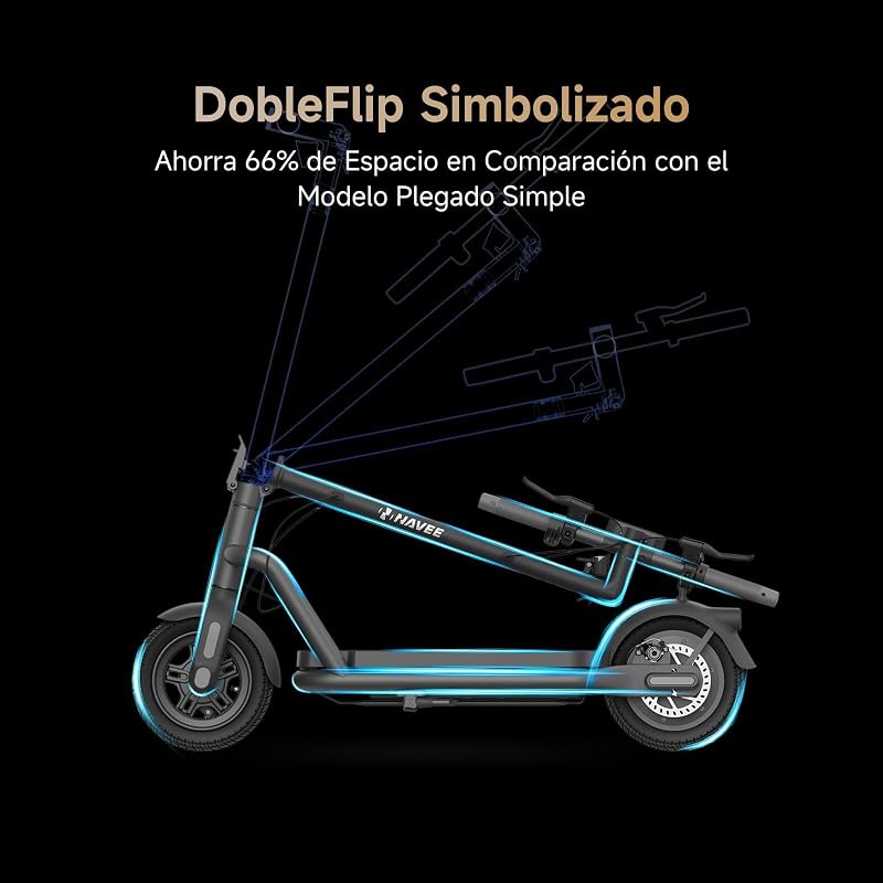 Patinete Eléctrico N65i Homologado DGT, 65km Autonomía, Motor 1000W, Máx 25km/h, Frenos Tambor y Disco con E-ABS, Intermitentes, App Móvil, Pendiente 22%