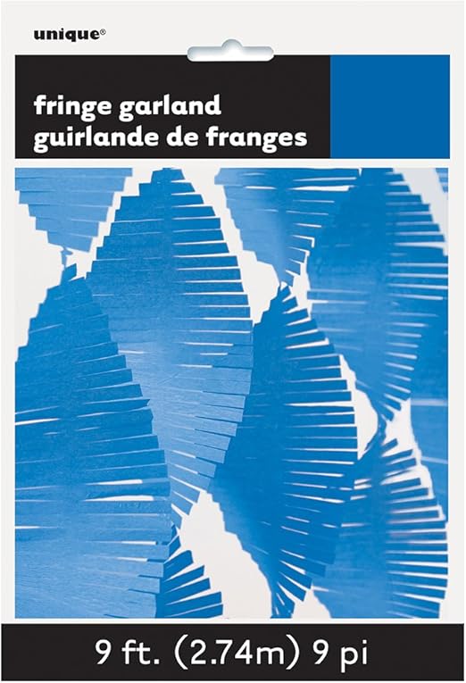 Unique Party 63639 Fransengirlande, Seidenpapier, Königsblau, 2,7 m
