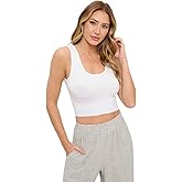 Women Crop Tank Tops, Sleeveless Double Lined Tank for Women, Viscose Made from Bamboo Top-Made in USA