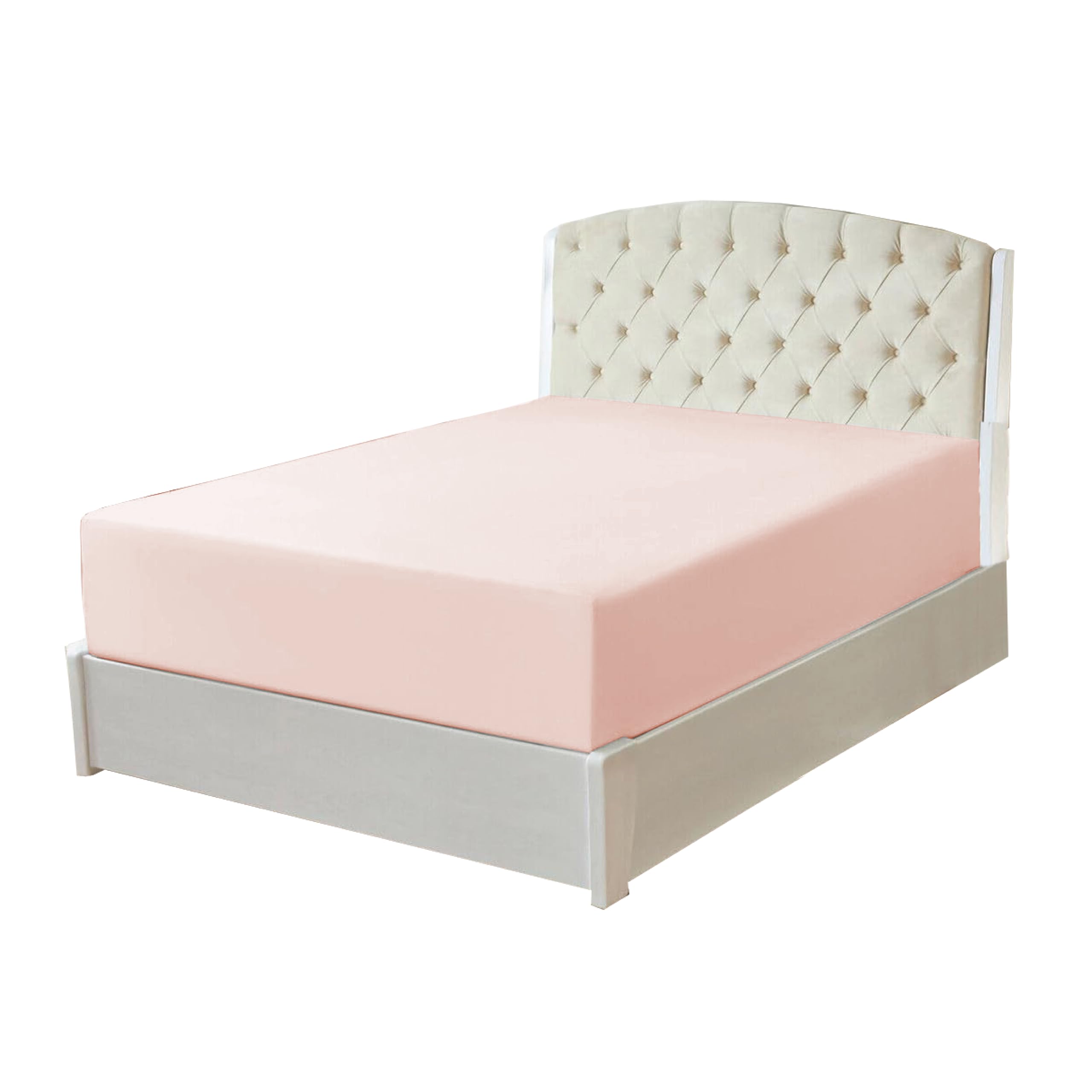 Ev Dekor Fitted Sheet Double, Pink - Deep Pocket Bedsheet 12inch (30 cm) - Soft Brushed Microfibre Fabric - Shrinkage and Fade Resistant - Bottom Sheet - Double Bed Bedsheet Fitted
