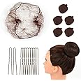 50 Pcs Hair Nets Invisible Elastic Mesh with 40 Pcs U Shaped Hair Pins for Women Hair Buns (Dark Brown)