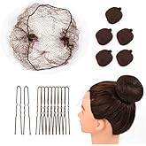 50 Pcs Hair Nets Invisible Elastic Mesh with 40 Pcs U Shaped Hair Pins for Women Hair Buns (Dark Brown)